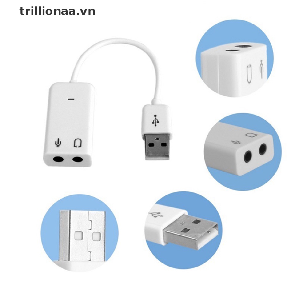 Thẻ Âm Thanh Trillionaa USB Ảo 7.1 3D Chuyển Đổi USB Sang Jack 3.5mm.