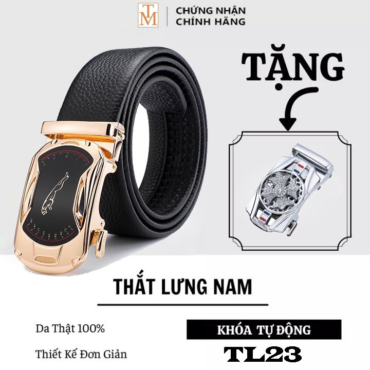 Thắt lưng nam da cao cấp - Tặng kèm 1 mặt - Khóa kim loại tự động phong cách Hàn Quốc TL01