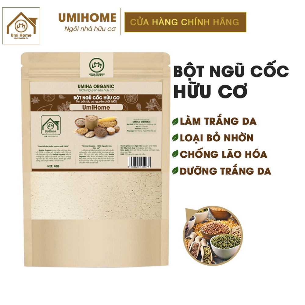 Bột Ngũ Cốc đắp mặt nạ hữu cơ UMIHOME nguyên chất 40g | Cereal 100% Organic