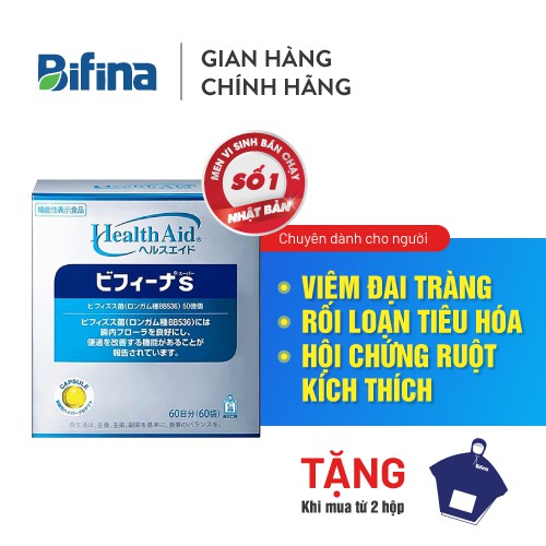 Men Vi Sinh Bifina Nhật Bản S 60 gói - Dành cho người viêm đại tràng (đại tràng co thắt), hội chứng ruột kích thích | BigBuy360 - bigbuy360.vn