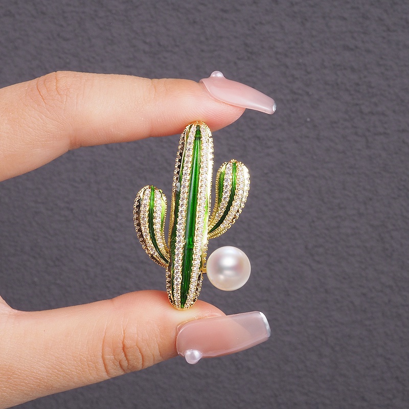 Ghim Cài Áo Hình Cây Xương Rồng Đính Đá Dễ Thương