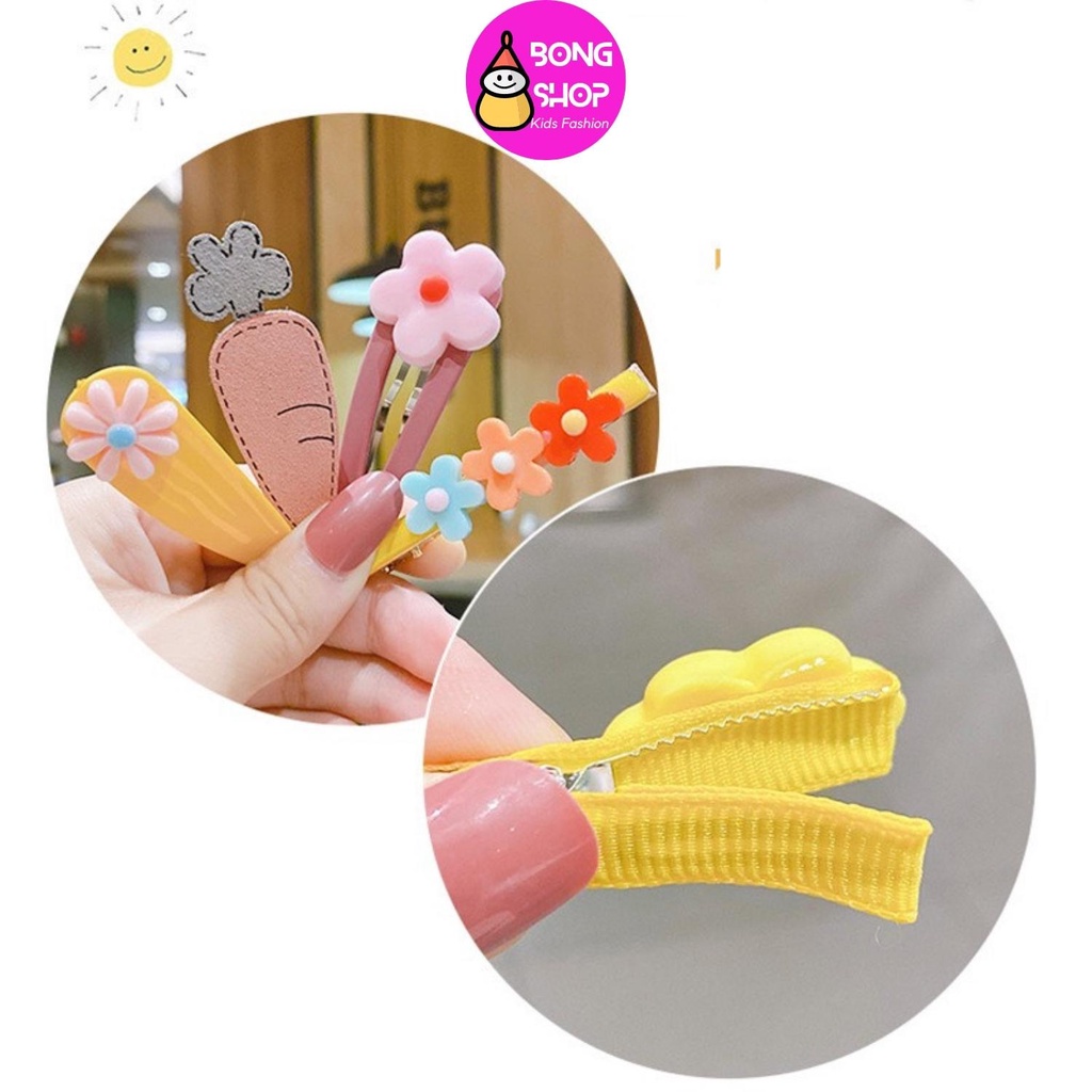 set 14 kẹp tóc hoạ tiết dễ thương cho bé