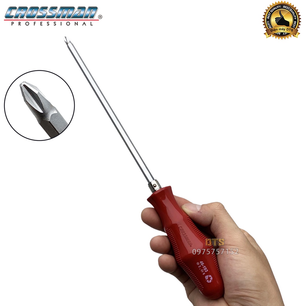 Tô vít 2 đầu cao cấp 6x200mm CROSSMAN 46-193, tua vít dẹp và bake trở đầu thép CR-V siêu cứng đầu hít nam châm vĩnh cửu