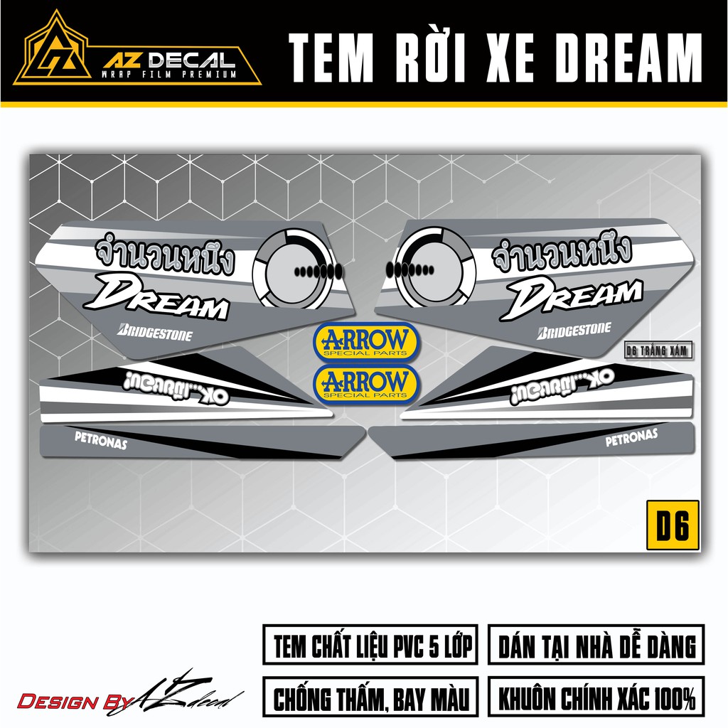 Tem Xe Dream Mẫu Petronas | D6 | Tem Rời Dành Cho Dòng Xe Dream Việt, Thái Chống Nước Bền Màu Dễ Sử Dụng