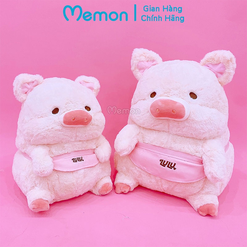 Gấu Bông Heo Lulu Béo Đeo Yếm Lông Xù Cao Cấp Memon