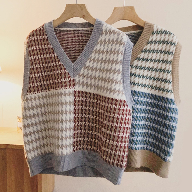 Áo Len Nữ Không Tay Cổ Chữ V Thời Trang Hàn Quốc