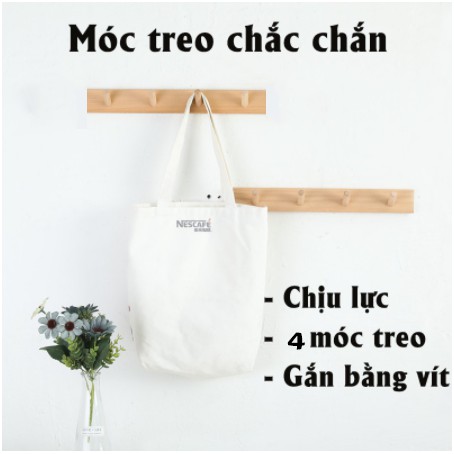 Móc treo quần áo gắn tường - Móc gỗ treo đồ bền đẹp, chắc chắn | Thanh treo đồ đa năng