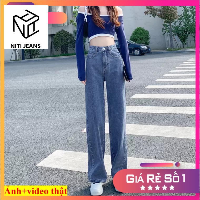 ( VIDEO 1 )QUẦN JEANS ỐNG RỘNG NỮ LƯNG CAO MÀU XANH NHẠT XANH ĐẬM LAI CUỐN FORM DÀI RỘNG TRƠN CAO CẤP NITI SIÊU ĐẲNG CẤP