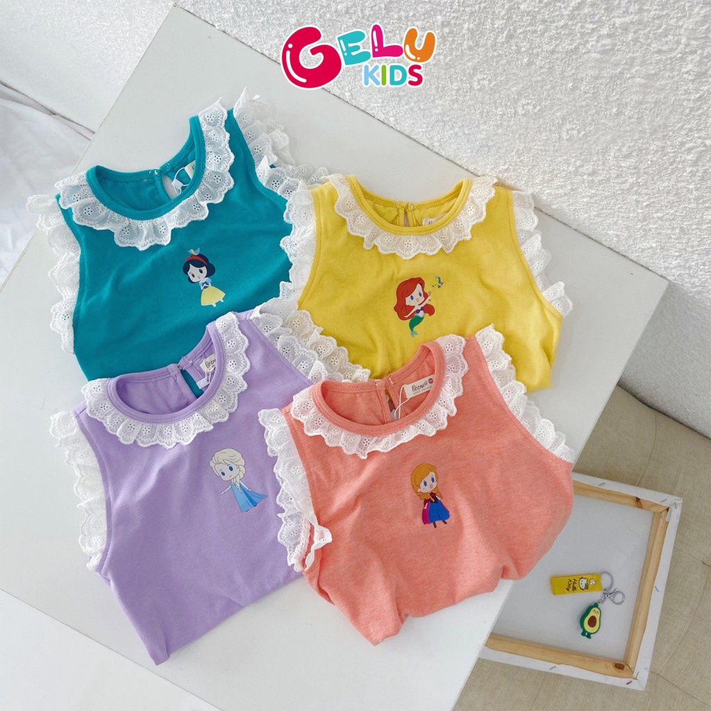 Áo ba lỗ cho bé gái GELU KIDS cotton mềm mịn viền bèo xinh xắn - GLQA17