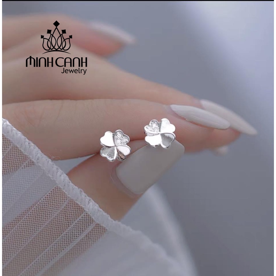 Bông Tai Bạc 4 Lá Xoay Minh Canh Jewelry