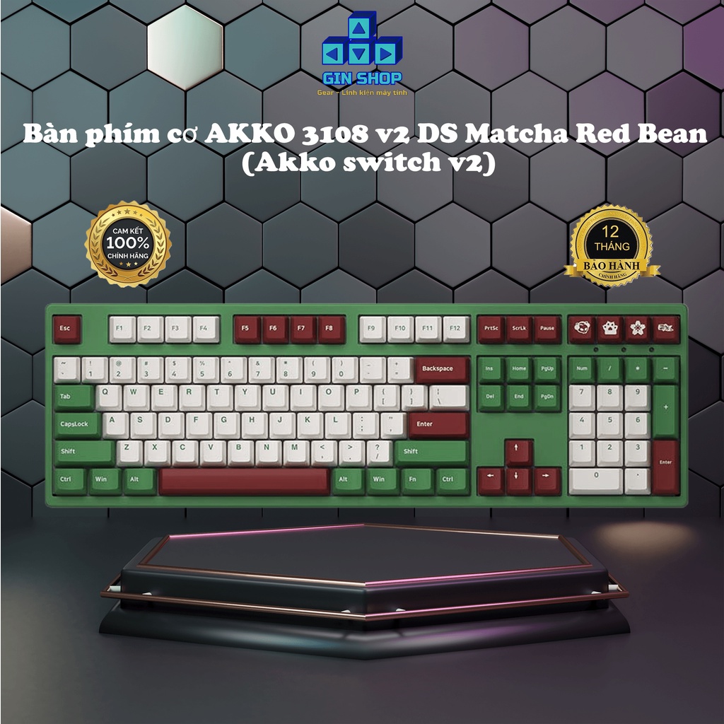 Bàn phím cơ AKKO 3108 v2 DS Matcha Red Bean (Akko switch v2)