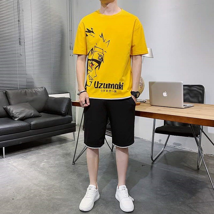 Sét đồ bộ nam in hình Naruto siêu đẹp, Set Đồ Thể Thao Áo Thun Tay Ngắn In Hình uzumaki Thời Trang, Nguyên bộ quần áo na
