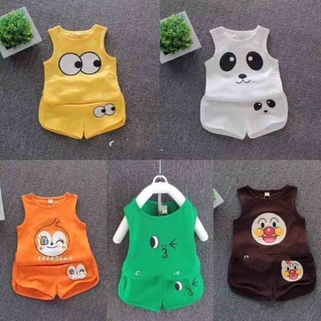 Bộ hè cute cho bé trai bé gái ạ.chất cotton thấm hút mồ hôi 5 sét 5 màu khác nhau.bé mặc sẽ đẹp và yêu lm các mẹ nhé
