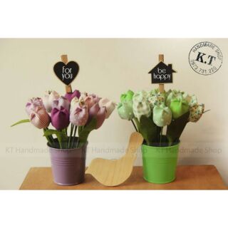 Chậu nhỏ 20 hoa tulip vải handmade