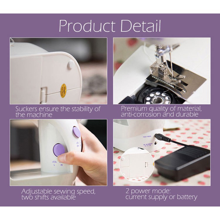 【CZK】Original Portable Mini Sewing Machine 4 in 1 Dual Speed Home Mesin Jahit