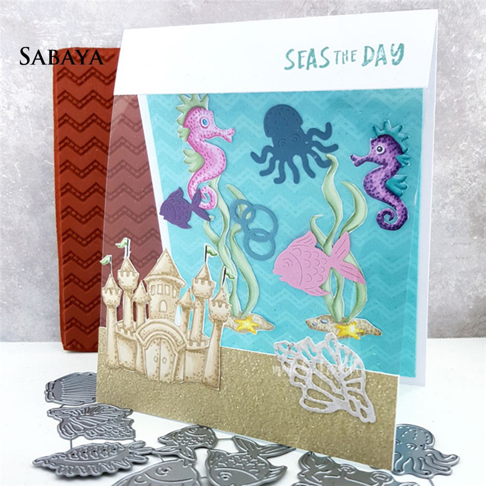 Bộ khuôn cắt giấy làm từ kim loại hình vỏ sò trang trí Scrapbook