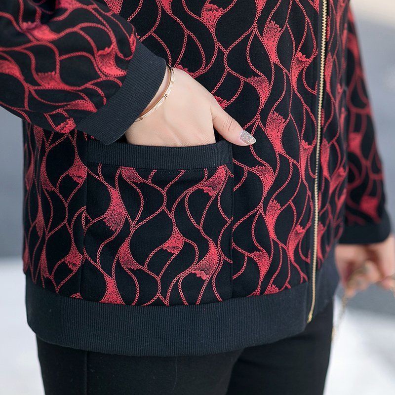 Áo Khoác Ngắn Dáng Rộng In Họa Tiết Phong Cách Phương Tây Thời Trang Xuân Thu Mới Cho Phụ Nữ Trung Niên