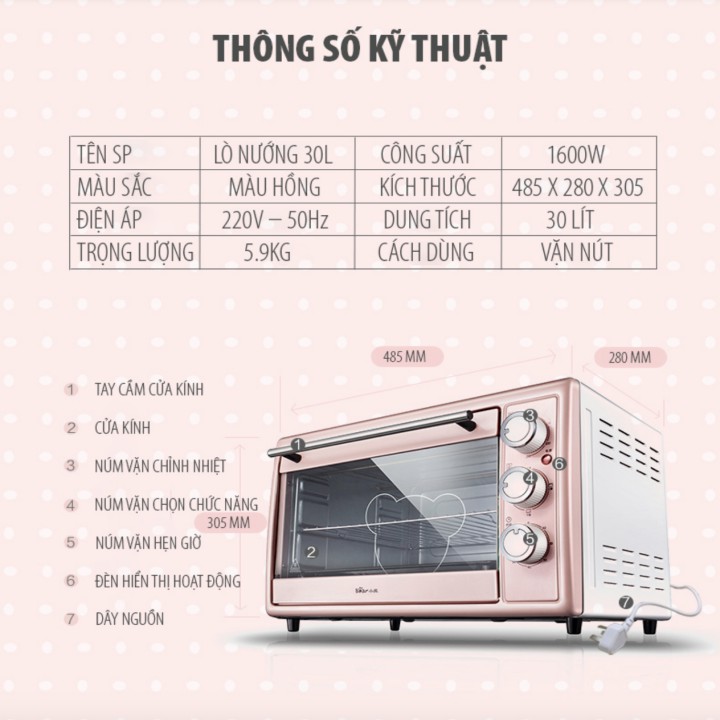 Lò nướng điện thông minh 30L đạt chuẩn EU