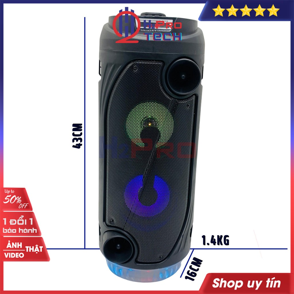 Loa Karaoke Bluetooth, Loa Nghe Nhạc Guyoga GA-805 Cao Cấp, 200W Bass Kép-Usb-TF-Đèn Led (Tặng Micro Có Dây)-H2Pro Tech
