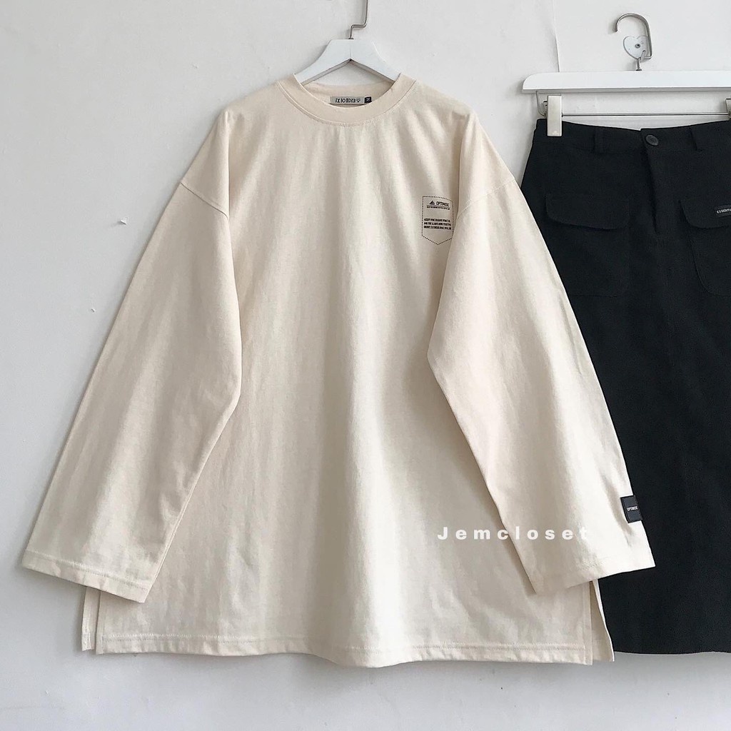 Áo Thun Nữ Dài Tay Áo Phông Nữ Form Rộng Chất Liệu Cotton Basic Phong Cách Hàn Quốc Form Rộng Màu Xanh Màu Be IMISS 1949