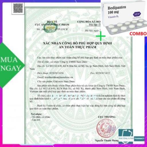 Combo Bedipanten 100mg +  Viên giải say nam dược 1 hộp 5 vỉ x 6 viên