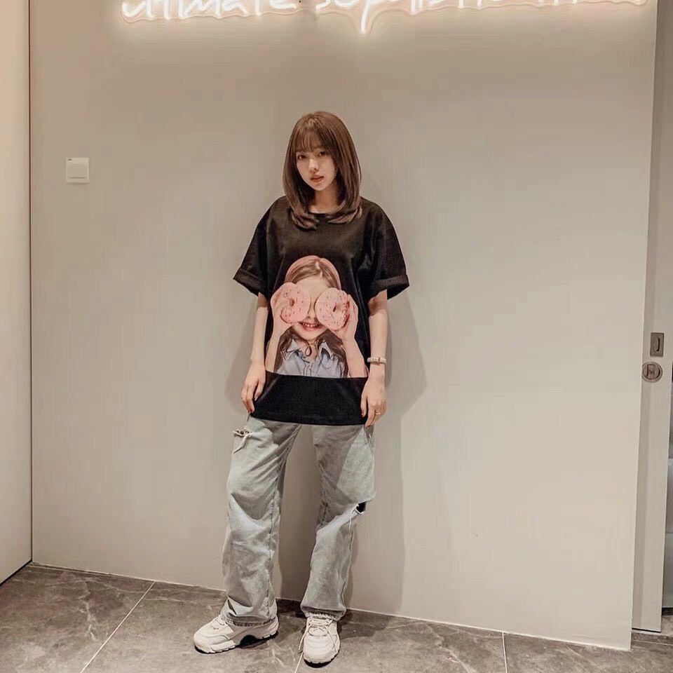 (Mẫu Mới) Xả Lỗ Áo Thun Nữ In Cô Bé Bánh Hồng Siêu Dễ Thương NA h.h.p