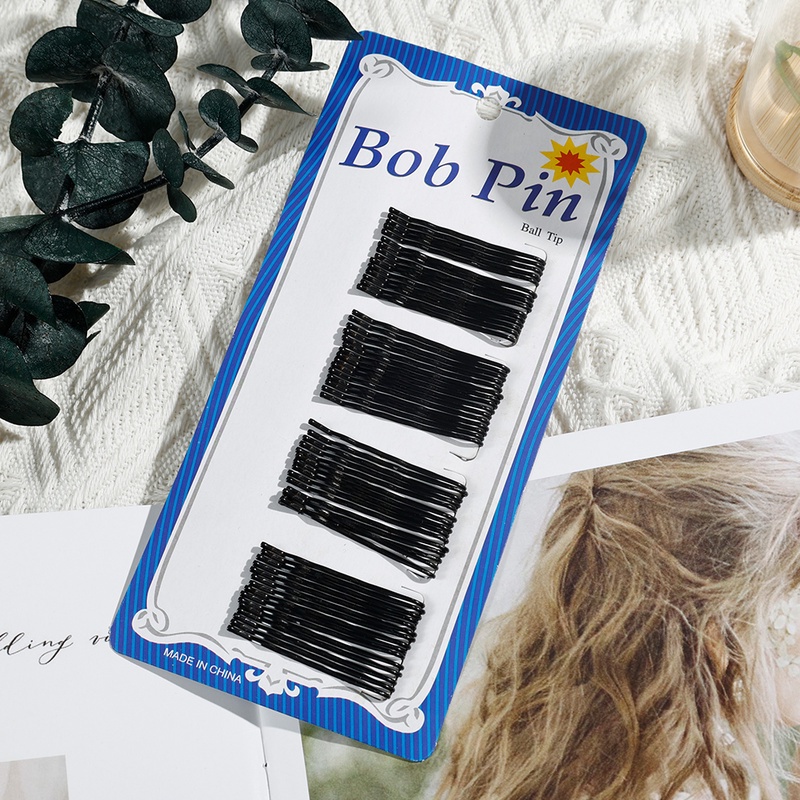 Set 60 Kẹp Tóc Mái Một Bên Vô Hình Bằng Kim Loại Màu Đen Vô Hình Cho Nữ