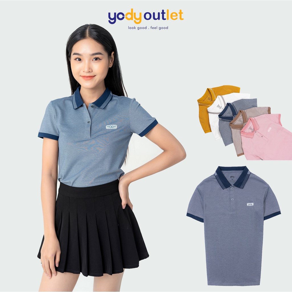 Áo Thun Polo Nữ YODY Pique Mắt Chim Phối Bo, Phông Tay Ngắn Cổ Bẻ Cao Cấp Chuẩn Form Công Sở APN3340