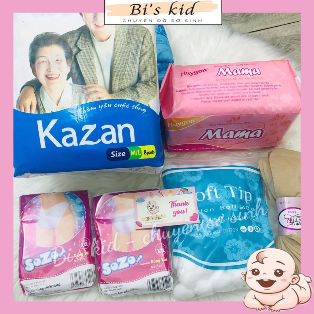 set đồ đi sinh cho mẹ 5 món