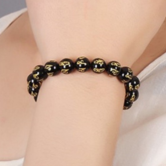 Vòng tay chú Om Mani Padme Hum hạt tròn 10li