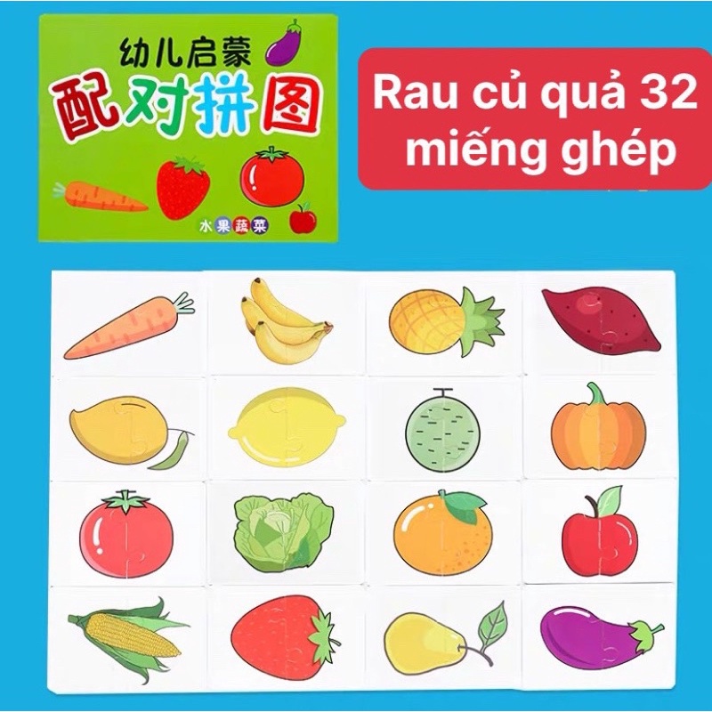 Đồ chơi ghép hình cho bé từ 1 tuổi, xếp hình 2 mảnh giáo dục sớm, 4 chủ đề 32-128 mảnh ghép