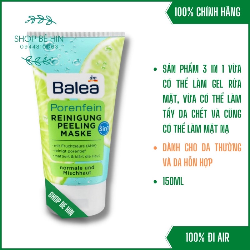 (Bill Đức) Sữa rửa mặt Balea làm sạch sâu, sáng mịn da, hàng Đức, Shop Bé Hin