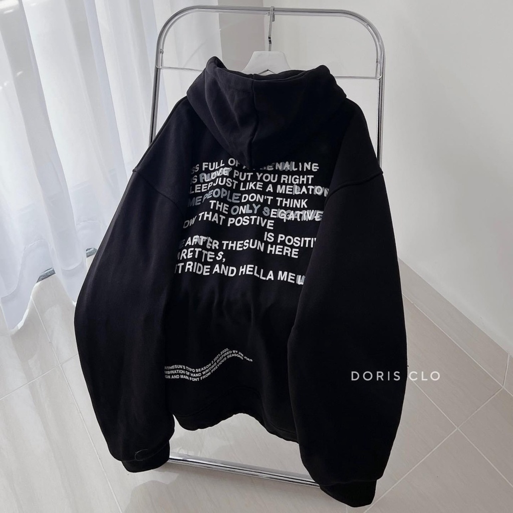 Áo Hoodie After Lưng Chữ Unisex Nỉ form rộng tay bồng màu XANH | ĐEN mũ 2 lớp kiểu hàn quốc