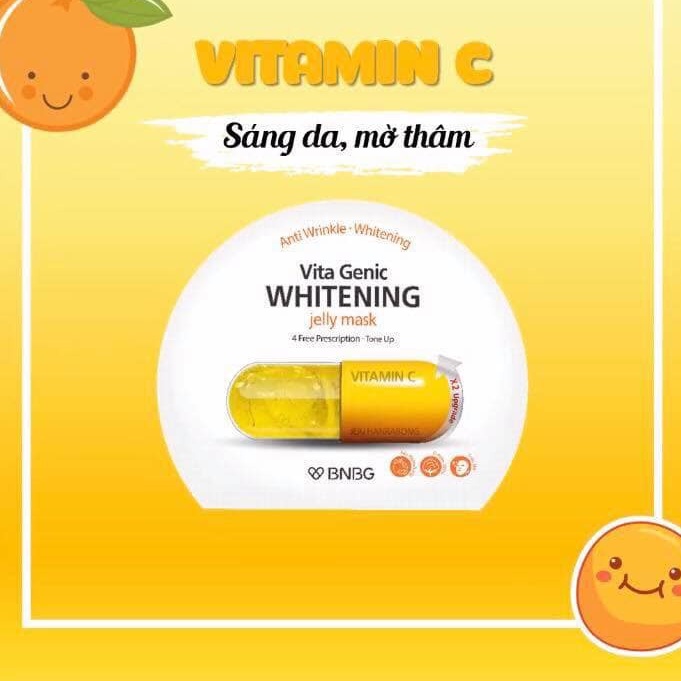 [VÀNG] COMBO 5 MẶT NẠ BNBG VITAMIN C giúp dưỡng da trắng sáng, làm đều màu da Vita Genic Whitening Jelly Mask 30mlx5