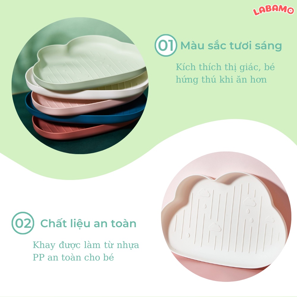 Khay ăn dặm cho bé hình đám mây dễ thương để đựng bát ăn dặm kiểu Nhật LABAMO KA01