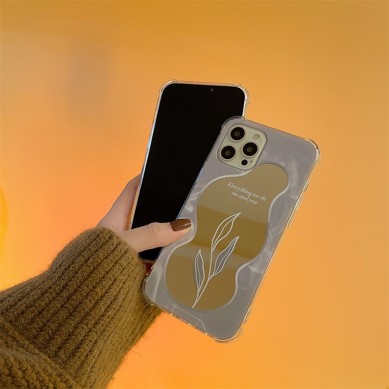Ốp Điện Thoại Silicon Chống Rơi Tích Hợp Gương Trang Điểm Cho iPhone 14 13 12 11 Pro Max XS XR X 8 7 Plus SE 2020