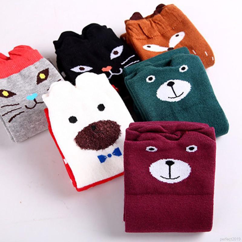 Vớ cotton đáng yêu cao cổ họa tiết động vật cho bé gái