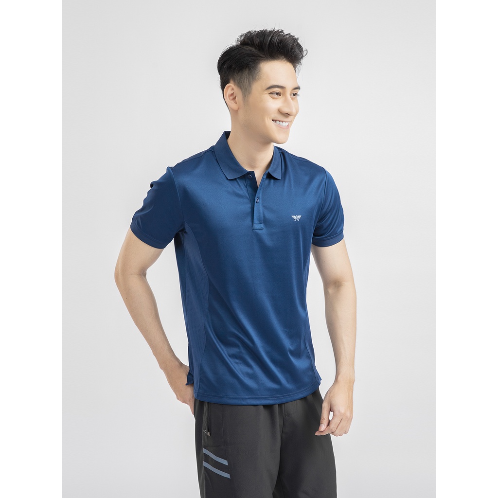 Áo thun polo nam chính hãng ARISTINO APS030S1 áo phông có cổ bẻ form regular fit màu navy trắng vải polyester cao cấp