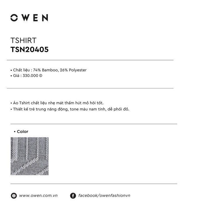 Sale Chính Hãngt Áo thun cộc tay nam Owen TSN  20405 - Áo phông nam hot 🌺 . ^ ' < ` :