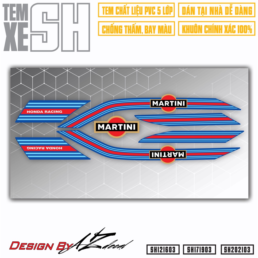 Tem Dán Xe SH Chủ Đề Martini 2012 - 2022 | SH03 | Decal Cao Cấp Chống Bay Màu, Chống Nước Dễ Dán Tại Nhà