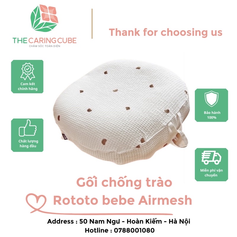 Gối chống trào ngược Rototo bebe chất liệu Airmesh thoáng khí mới nhất - Thiết kế nguyên khối, nhập khẩu Hàn Quốc