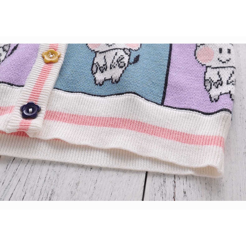 Áo khoác len cardigan hoạ tiết con bò cho bé trai & bé gái  N01038-N01330
