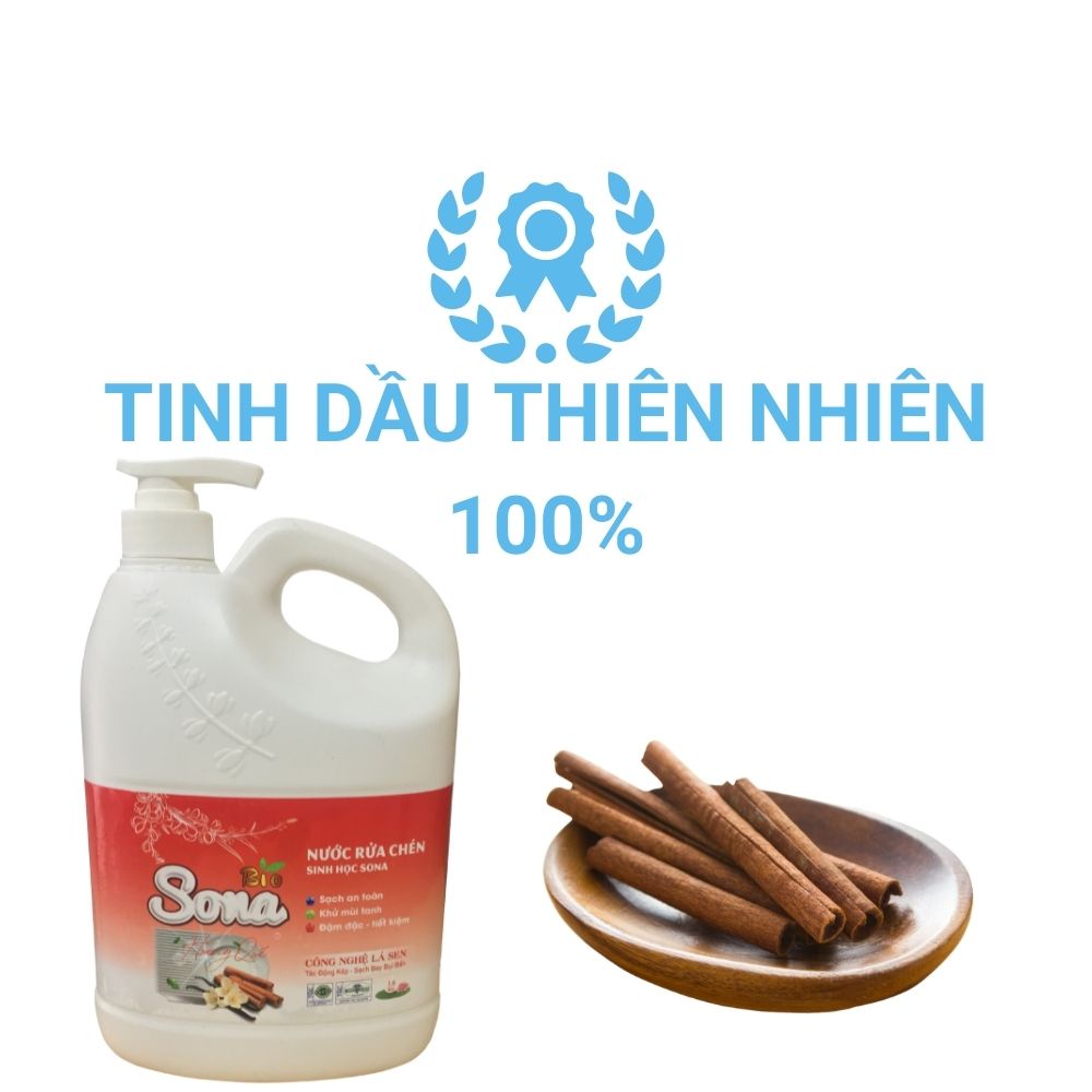 Nước rửa bát hương Quế/Dừa SONA1,6kg đánh bay mọi vết bẩn nhà bếp, sạch nhanh, ko nhớt, an toàn cho da tay