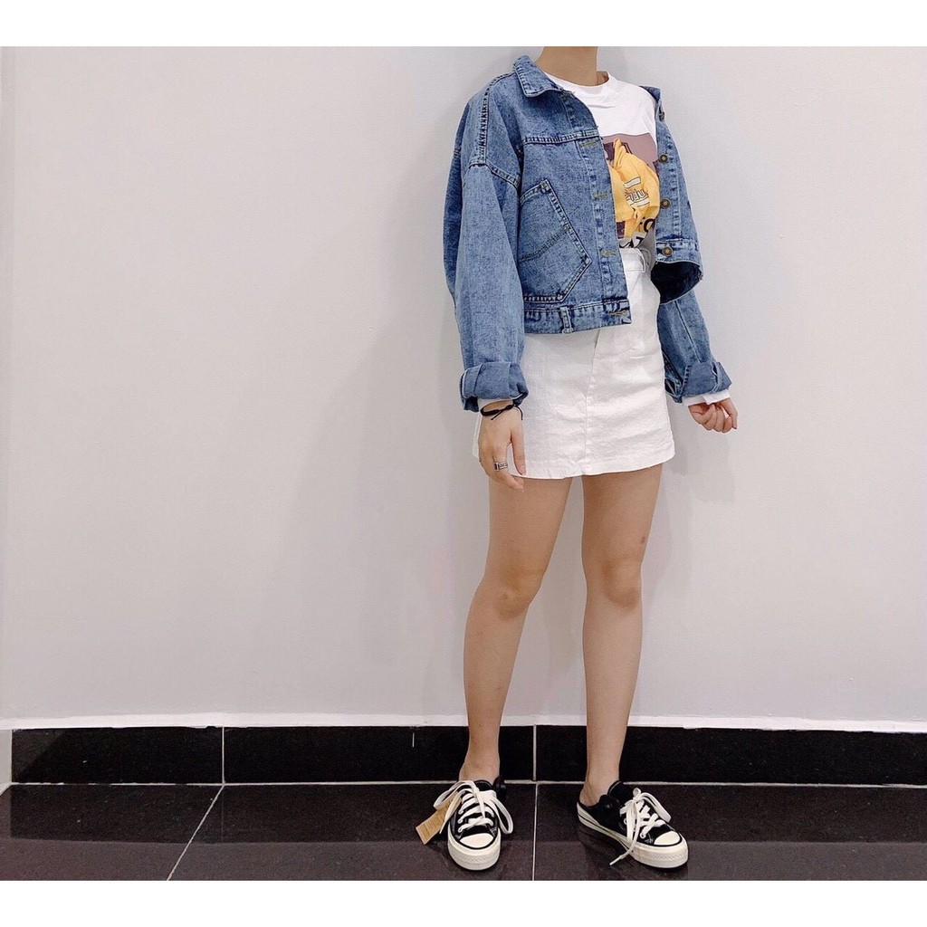 ÁO KHOÁC JEAN NỮ 4 CÚC SAU LƯNG (XANH JEAN) CROPTOP  SIÊU HOT 1816