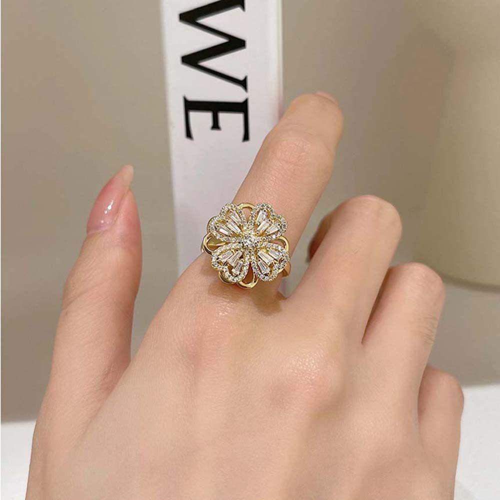 Nhẫn Xoay Đính Đá Zircon Lấp Lánh Thanh Lịch Cho Bạn Bè|Chong Chóng Màu Sang Trọng|Nhẫn Nữ Thời Trang Cá Tính