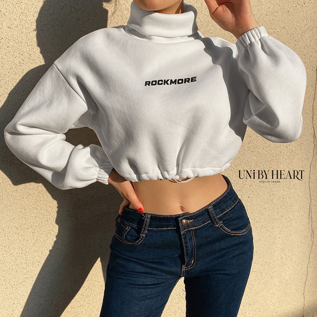 Áo nỉ nữ Rock More Crop Top CRT015 dáng ngắn, nỉ bông dày dặn - Uni By Heart | BigBuy360 - bigbuy360.vn