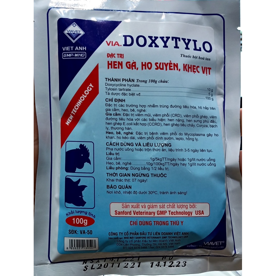 Hen gà DOXYTYLO  Ho suyễn, khẹc vịt... CRD, CCRD, Coryza...