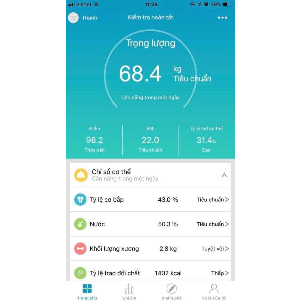 Cân Điện Tử Kết Nối Bluetooth Thông Minh Đo Sức Khỏe Giảm Cân Nutri d day Hàn Quốc
