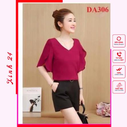 Áo sơ mi nữ cổ tim, thiết kế ống tay loe trẻ trung nữ tính | BigBuy360 - bigbuy360.vn