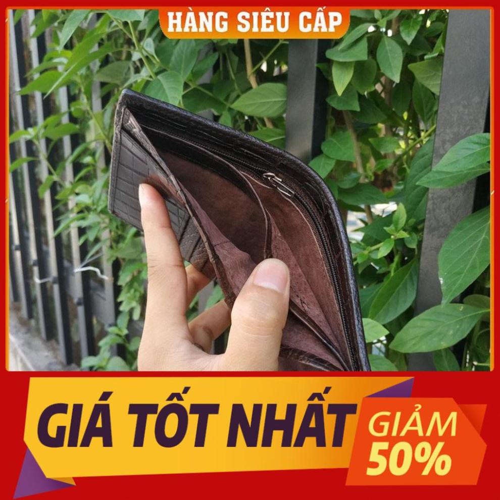 Thẻ BH 12 tháng [ Da Thật% ] -  VÍ CÁ SẤU 2 MẶT CAO CẤP. GÙ NGUYÊN CON NHỎ DÁNG ĐỨNG Hàng Cao Cấp, Rẻ, Đẹp